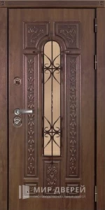 Парадная дверь для загородного дома с решёткой №412 внешняя