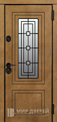 Фото «Нестандартная уличная дверь со стеклопакетом орех №11»