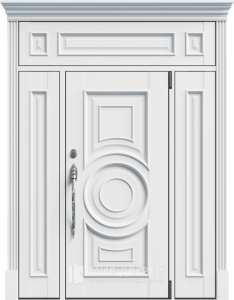 Белая парадная дверь с декоративными МДФ панелями №16 - фото №1
